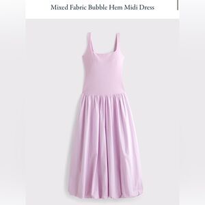 Abercrombie & Fitch Mixed Fabric Bubble Hem Midi Dress